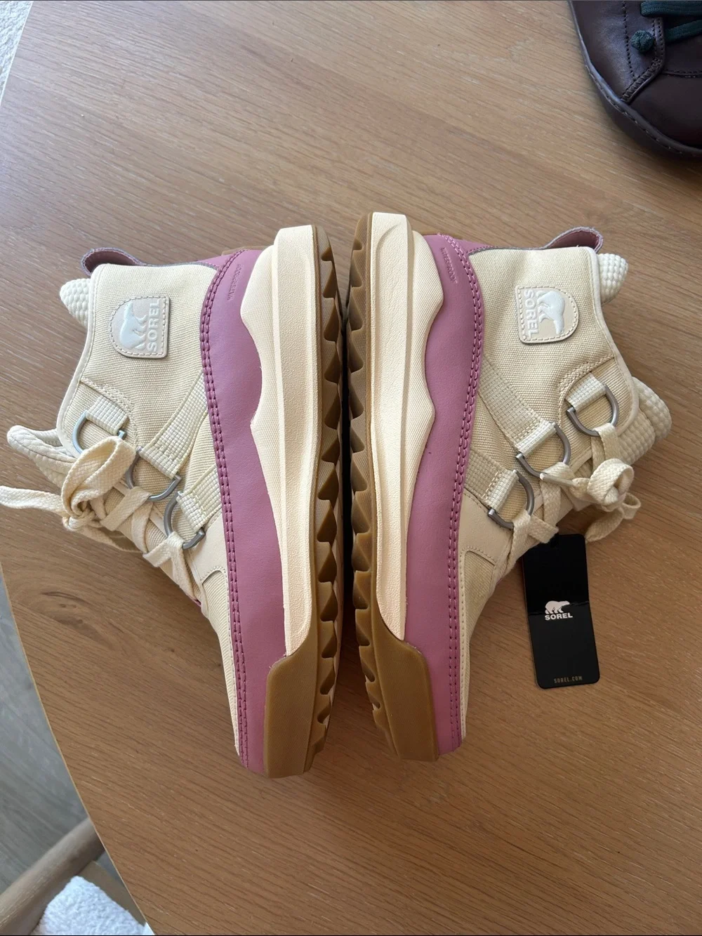 Sorel Beige Cream Pink Brown Platform Ankle Boots